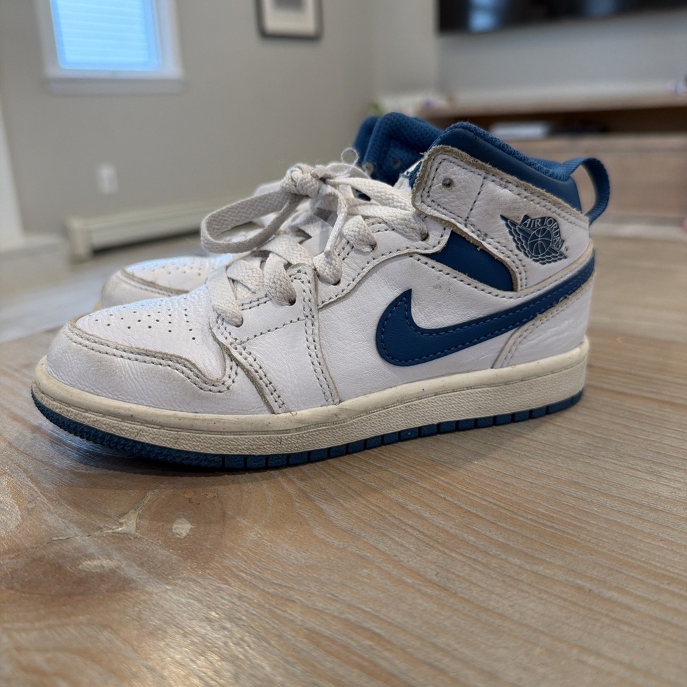 Nike Air Jordan 1 Mid Industrial Blue White FN7493-141 Kids Shoes 12C